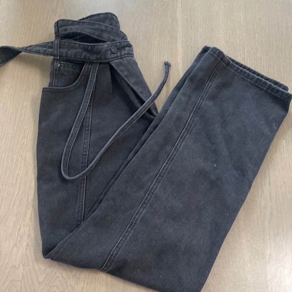 Asymmetrical Aquamarine Black Jeans - Picture 3 of 5